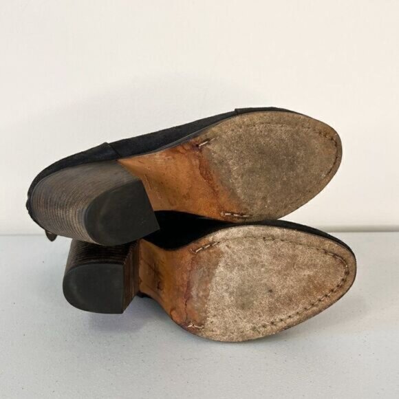 Rag & Bone Classic bury Black Suede Stacked Heel Ankle Boots - Picture 5 of 6